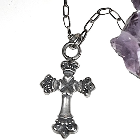 Chrome Angels Rock & Roll Silver Hearts Cross & Paperclip Chain AUTHENTIC UNISEX